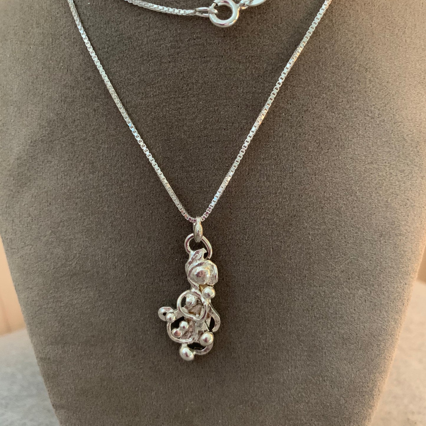 Hand Made Sterling Silver Freeform Pendant Necklace