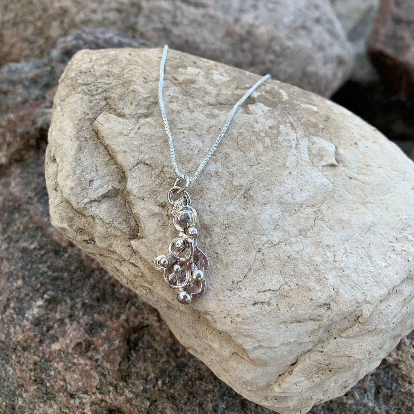 Hand Made Sterling Silver Freeform Pendant Necklace