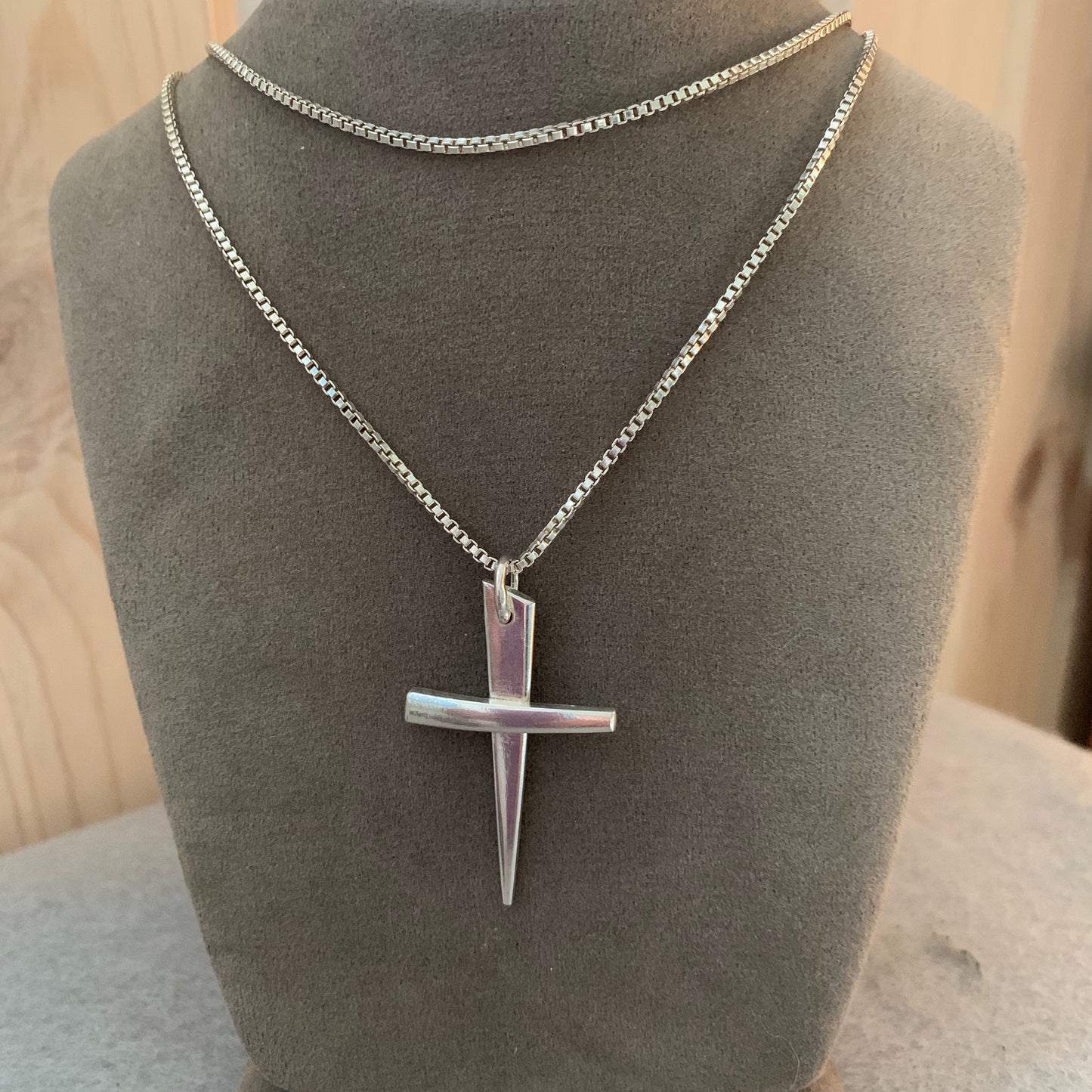 Hand Made Sterling Silver Cross Pendant Necklace