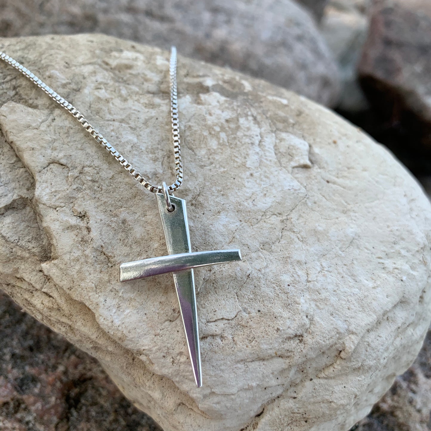 Hand Made Sterling Silver Cross Pendant Necklace