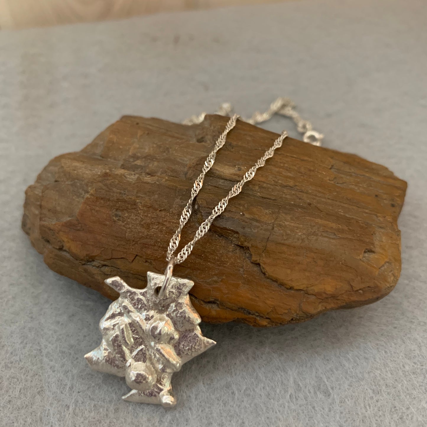 Hand Made Sterling Silver Reticulated Pendant necklace