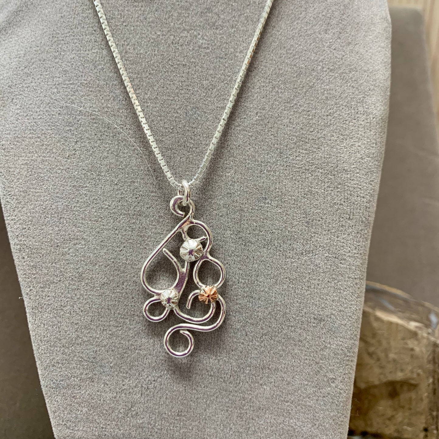 Hand Made Sterling Silver Freeform Pendant Necklace