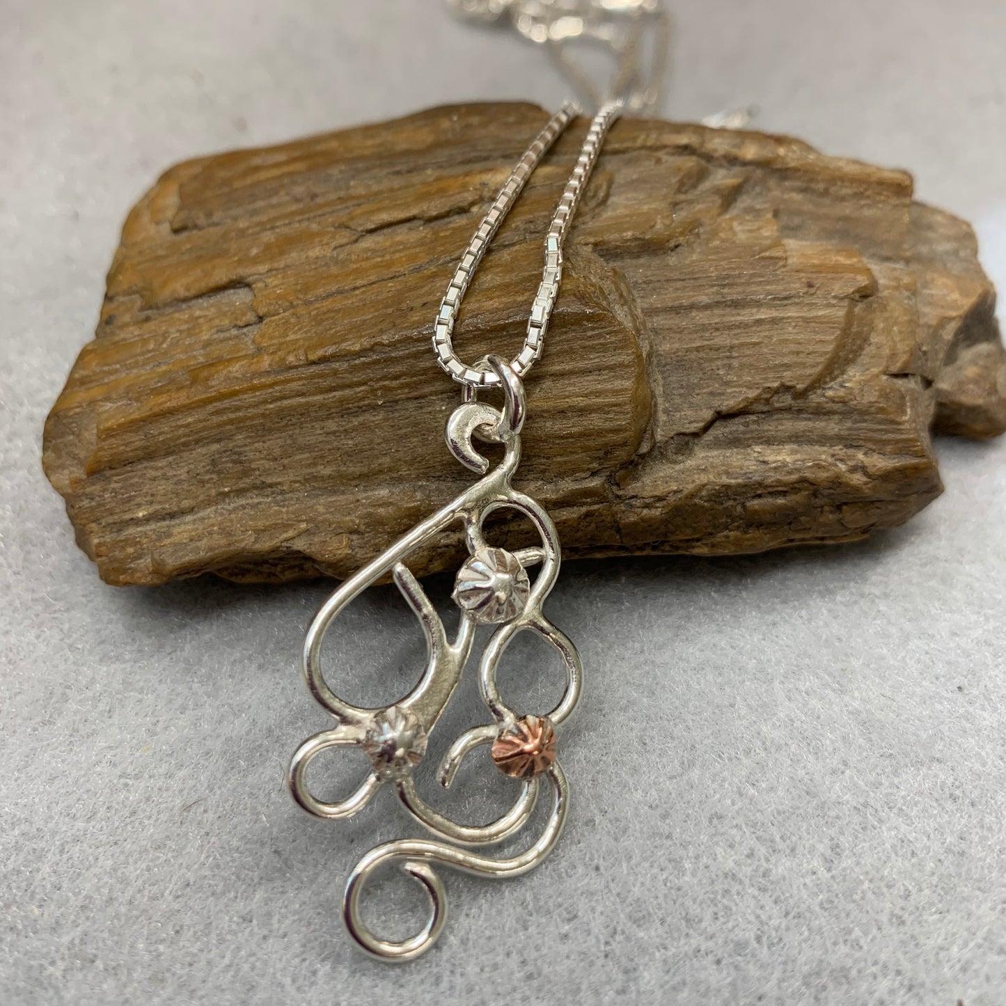 Hand Made Sterling Silver Freeform Pendant Necklace