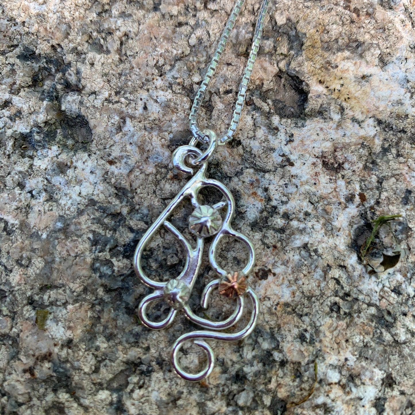 Hand Made Sterling Silver Freeform Pendant Necklace