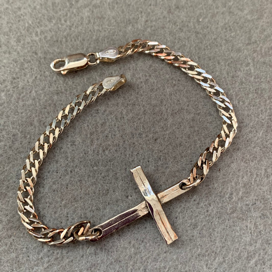 Hand Made Sterling Silver Cross Bracelet