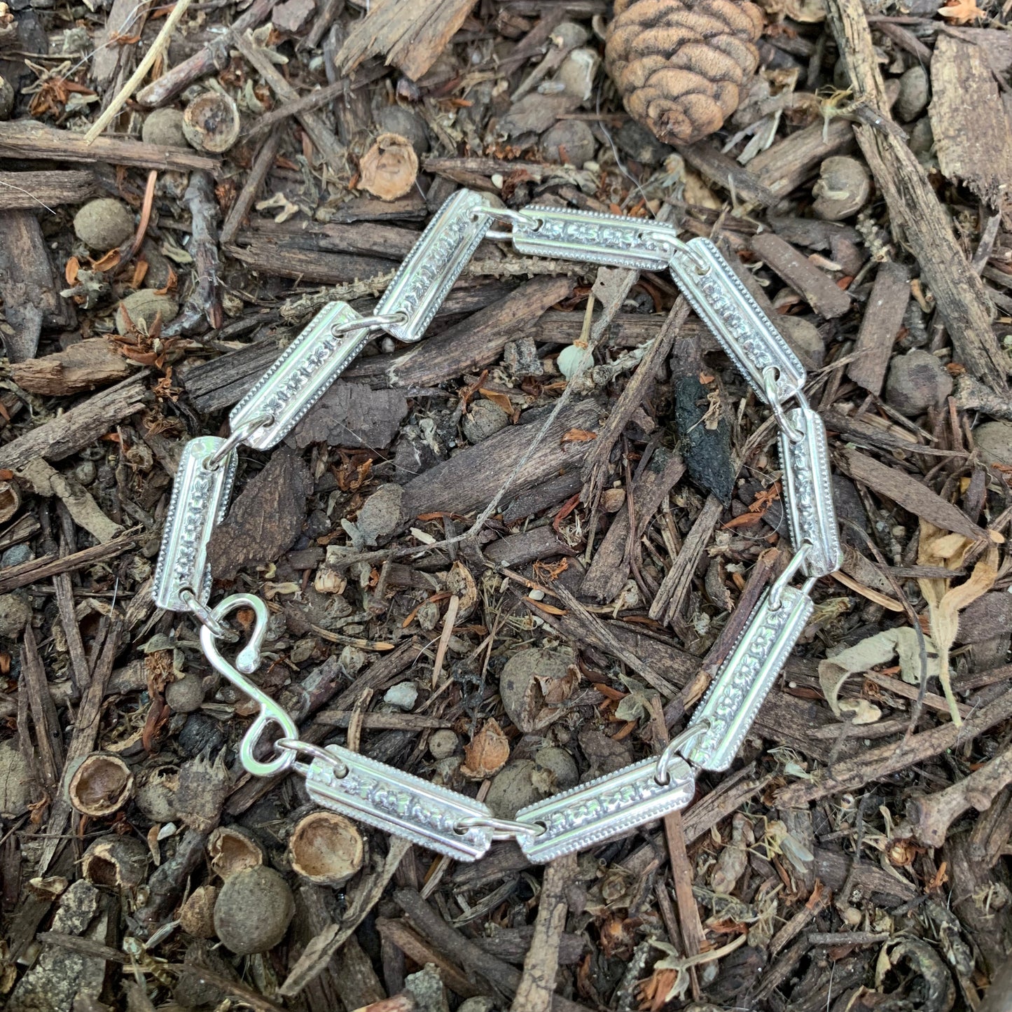 Sterling Silver Hand Made Link Bar Bracelet