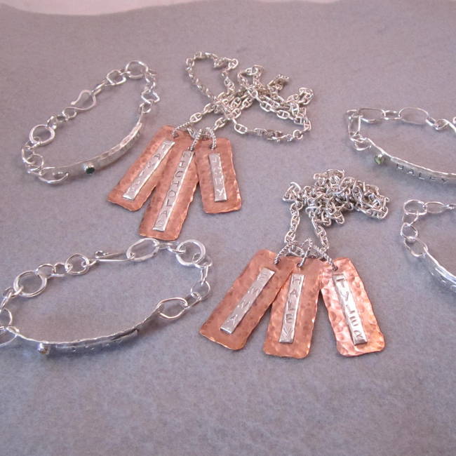 Mother's Necklaces Hand Made Sterling Silver and Copper