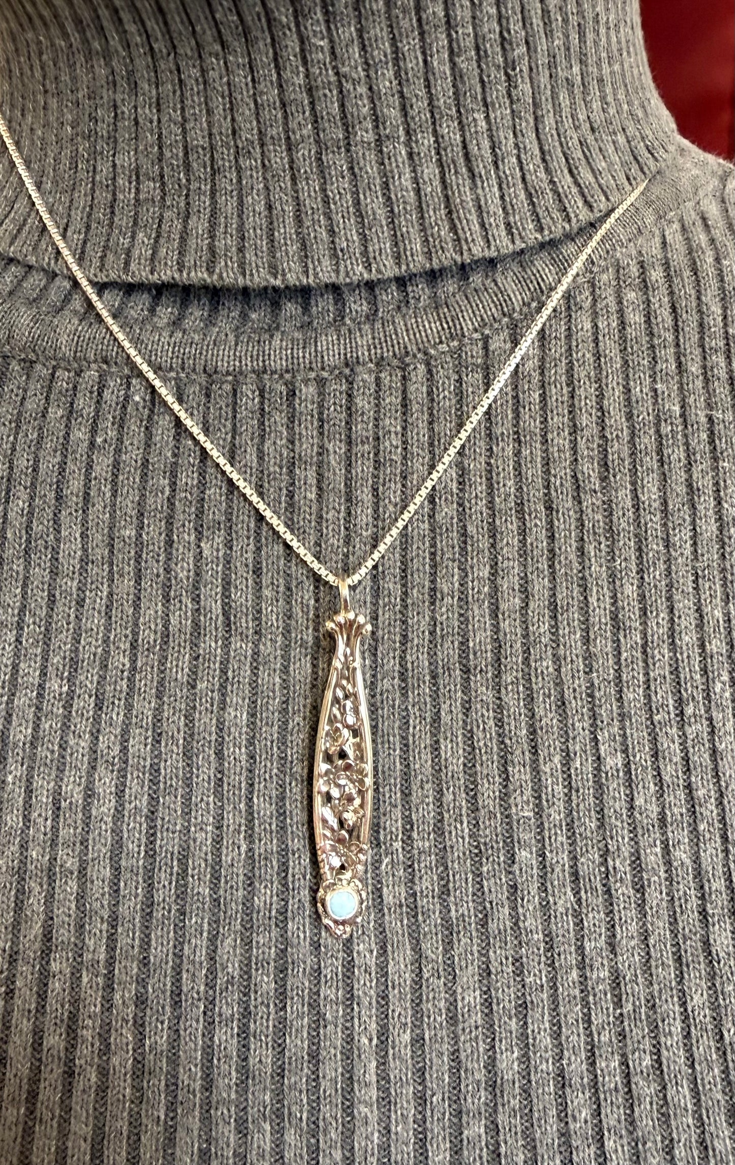 Hand Made Sterling Silver with Larimar Pendant Necklace