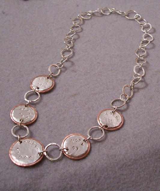 Mother's Necklace Sterling and Copper