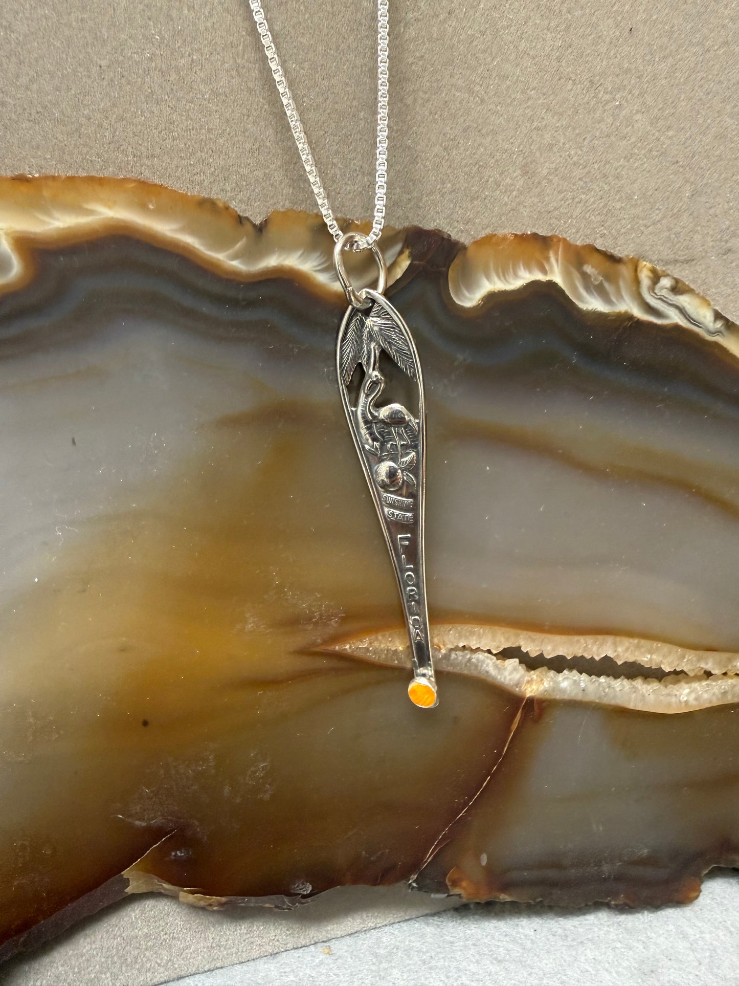 Hand Made Sterling Silver Florida Pendant Necklace