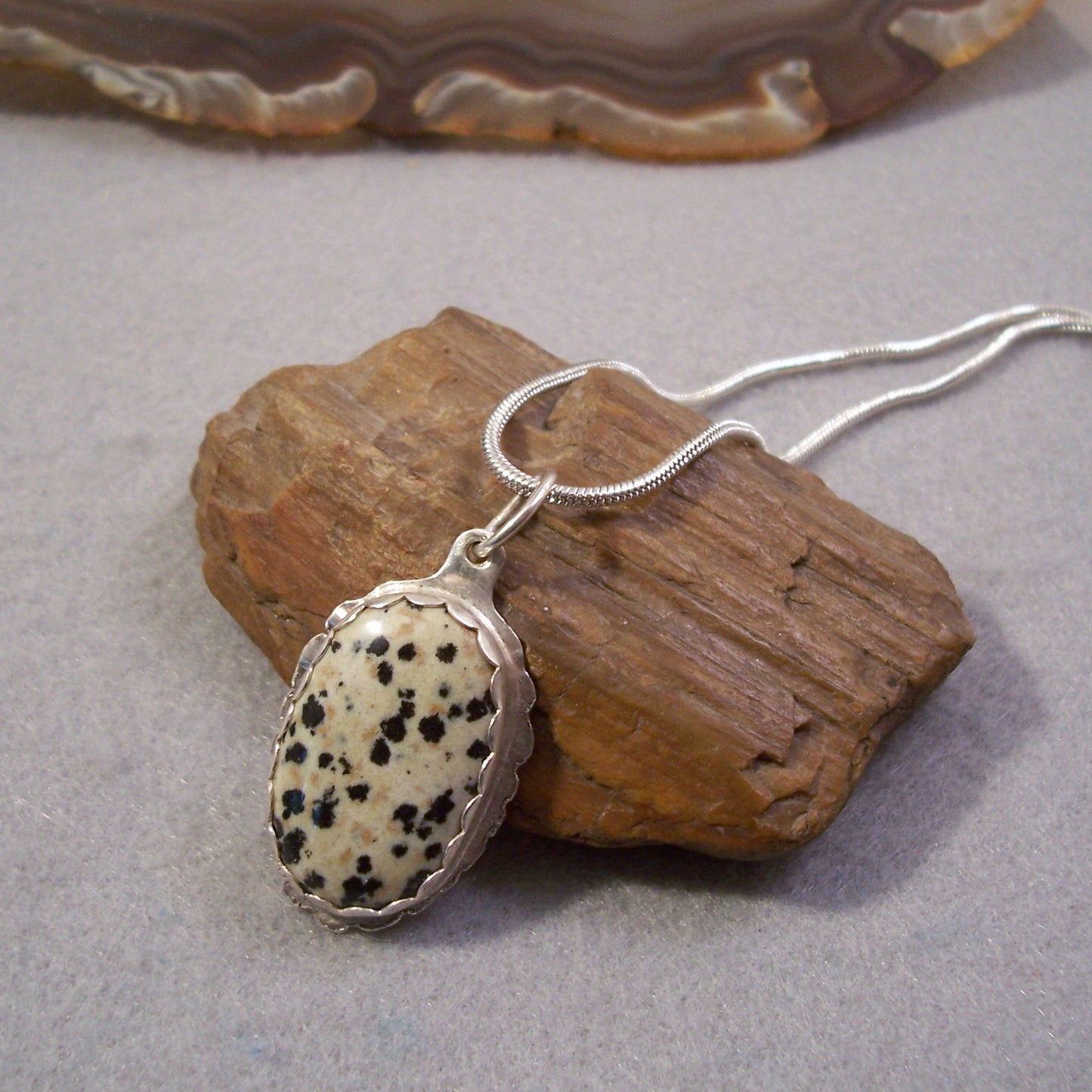 Dalmation Jasper Sterling Silver Hand Made Pendant