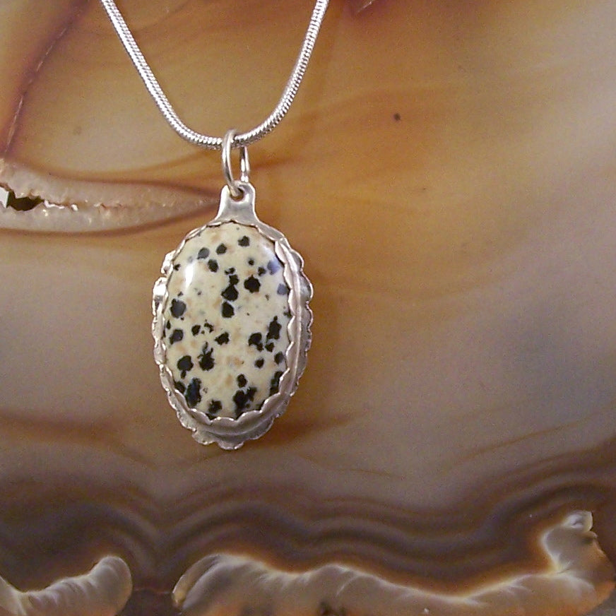 Dalmation Jasper Sterling Silver Hand Made Pendant