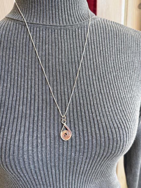 Sterling silver Hand Made Swirl Pendant Copper