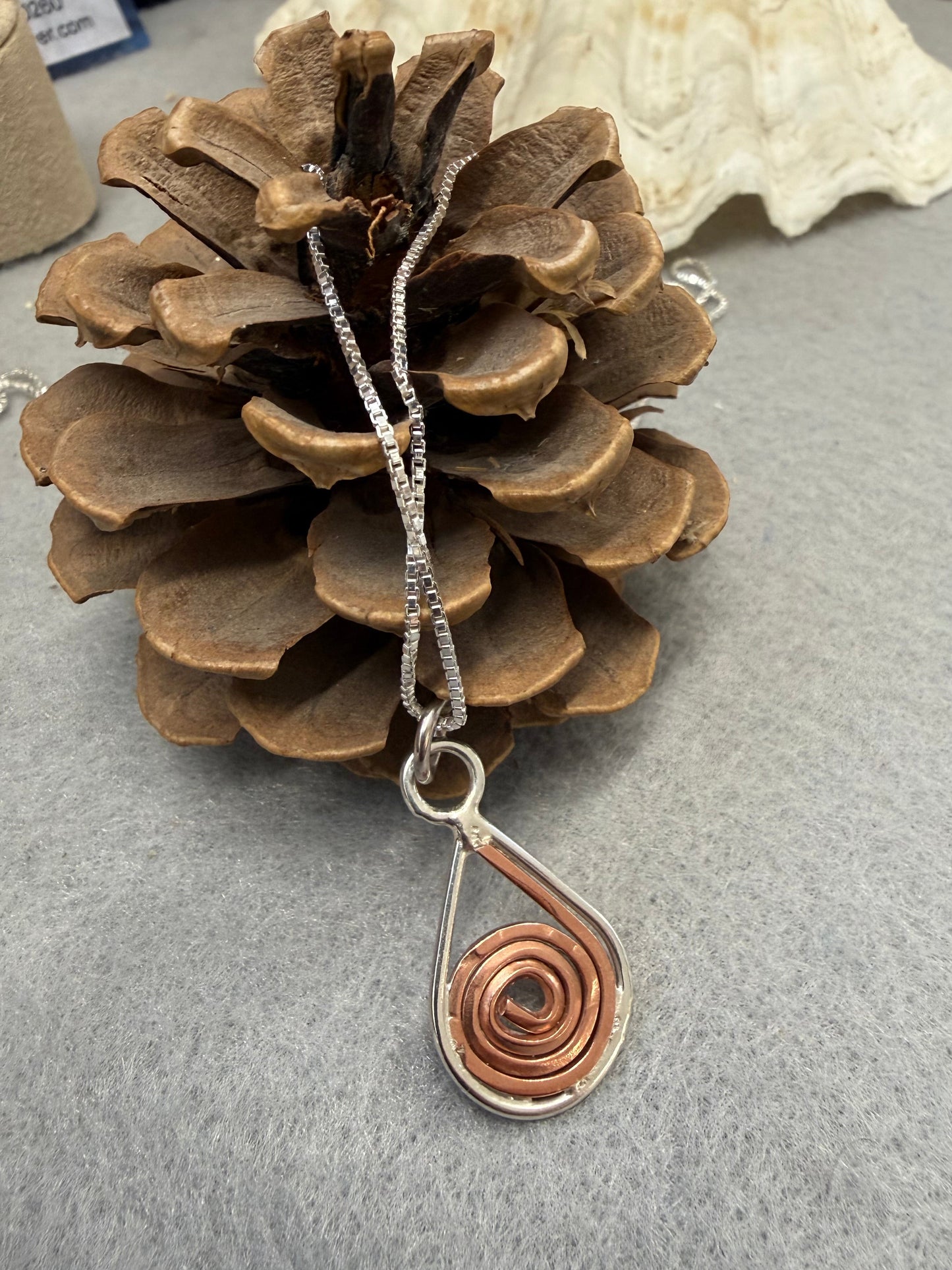 Sterling silver Hand Made Swirl Pendant Copper