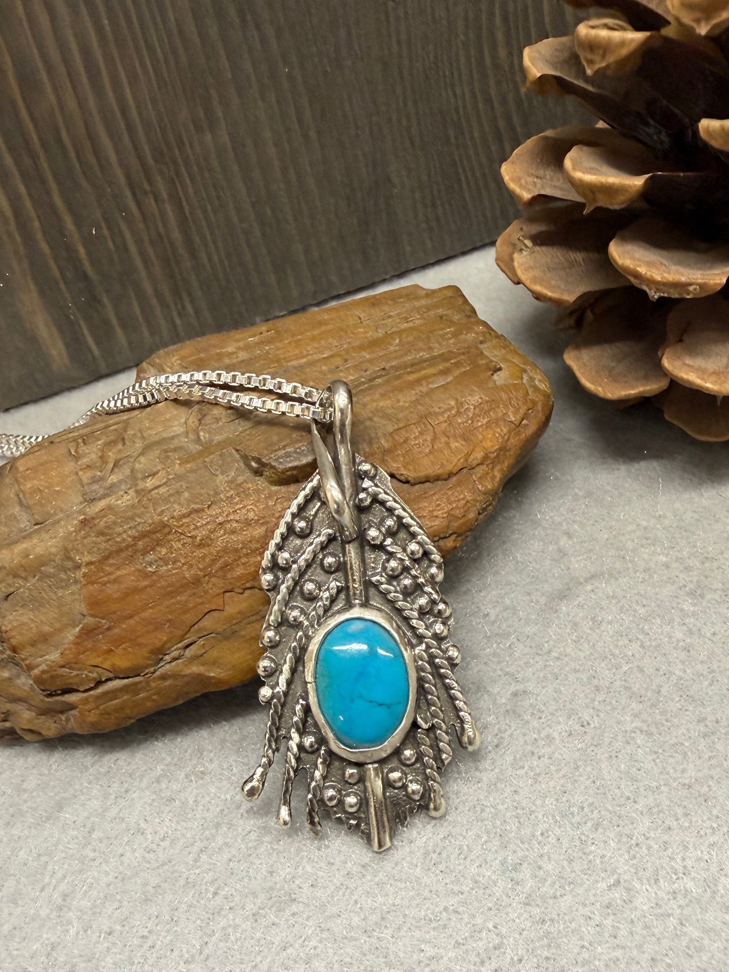 Handmade Sterling Silver and Turquoise Pendant Necklace