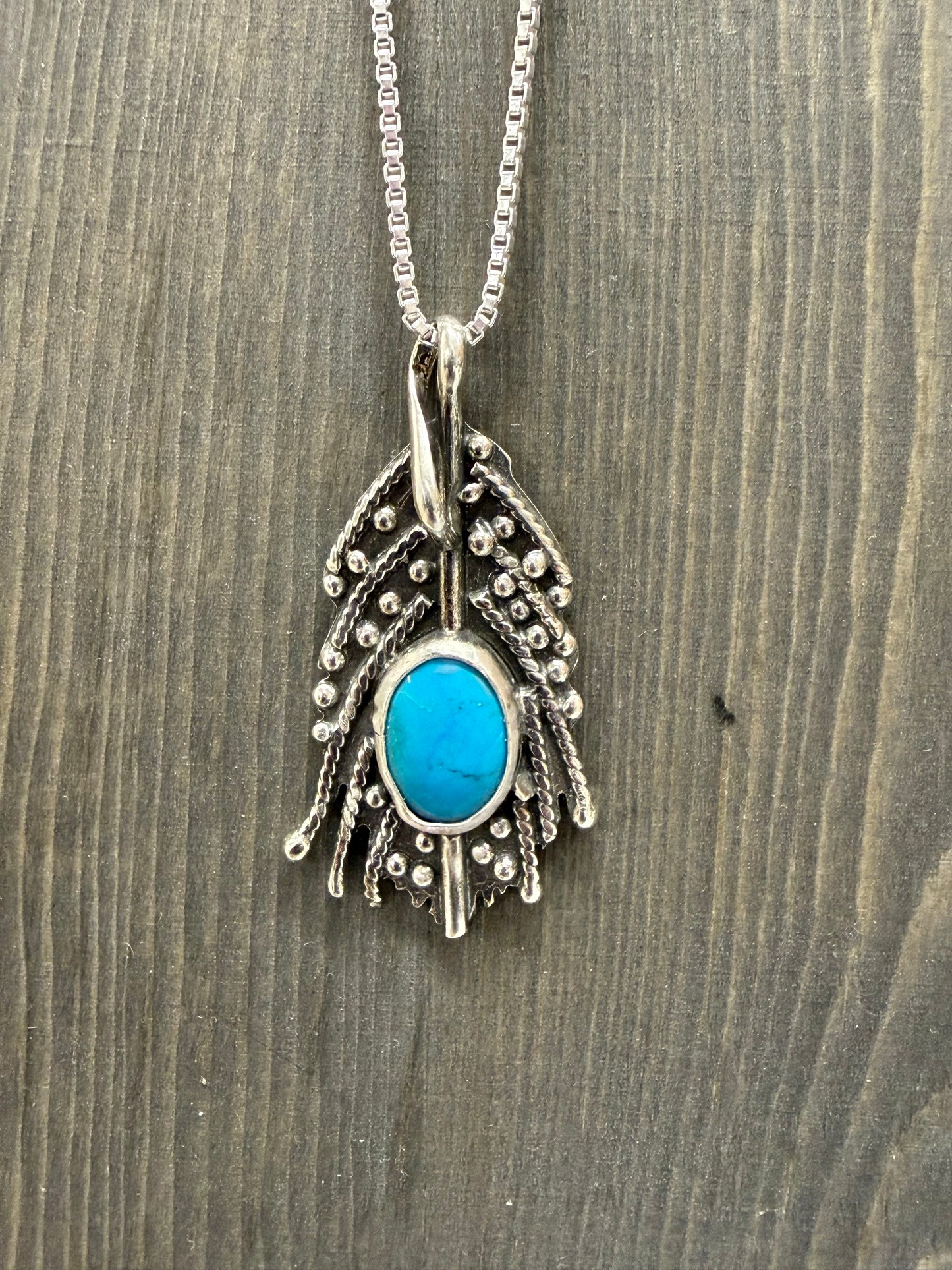 Handmade Sterling Silver and Turquoise Pendant Necklace