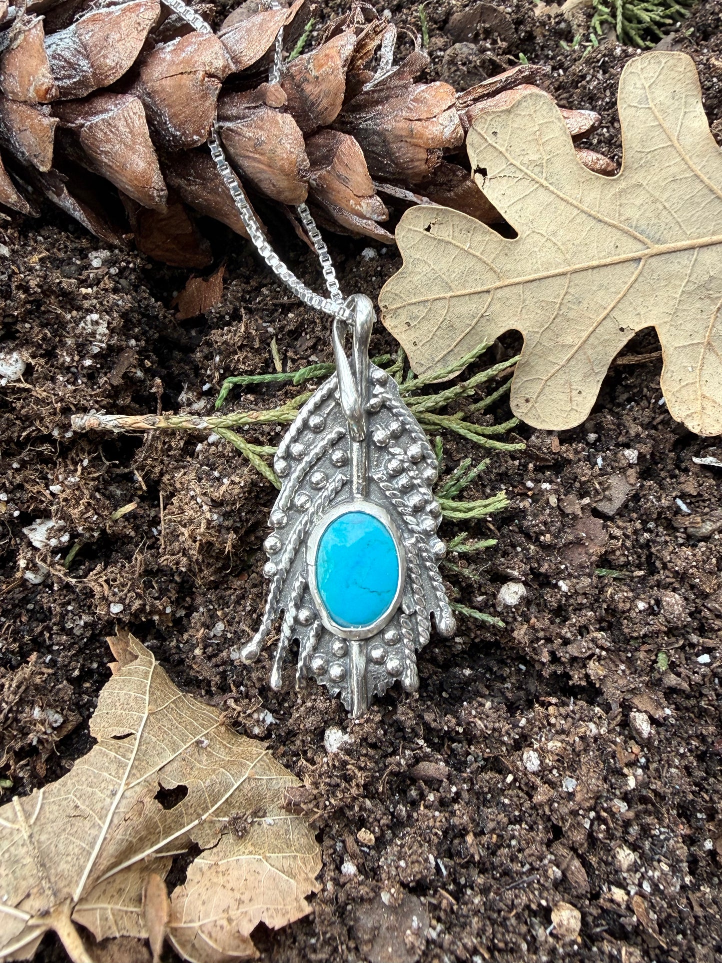Handmade Sterling Silver and Turquoise Pendant Necklace