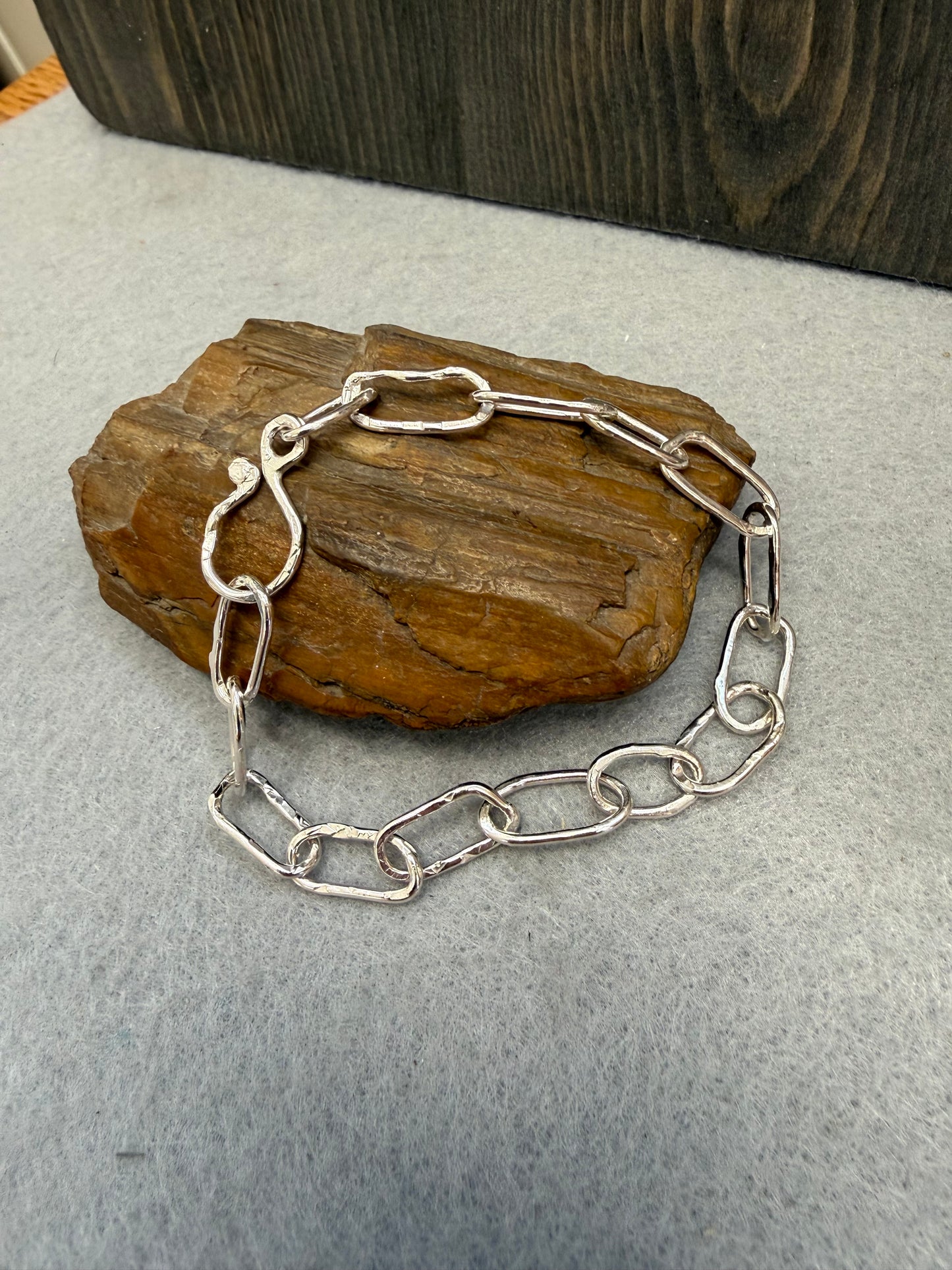 Handmade Sterling Silver Paperclip Style Bracelet