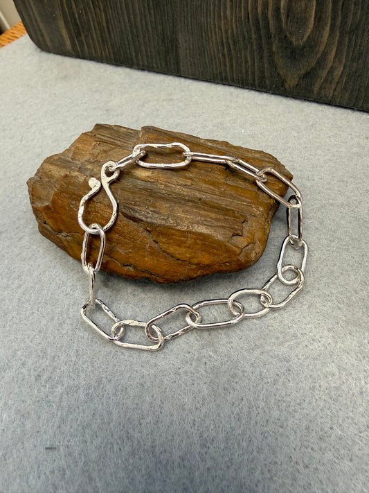 Handmade Sterling Silver Paperclip Style Bracelet