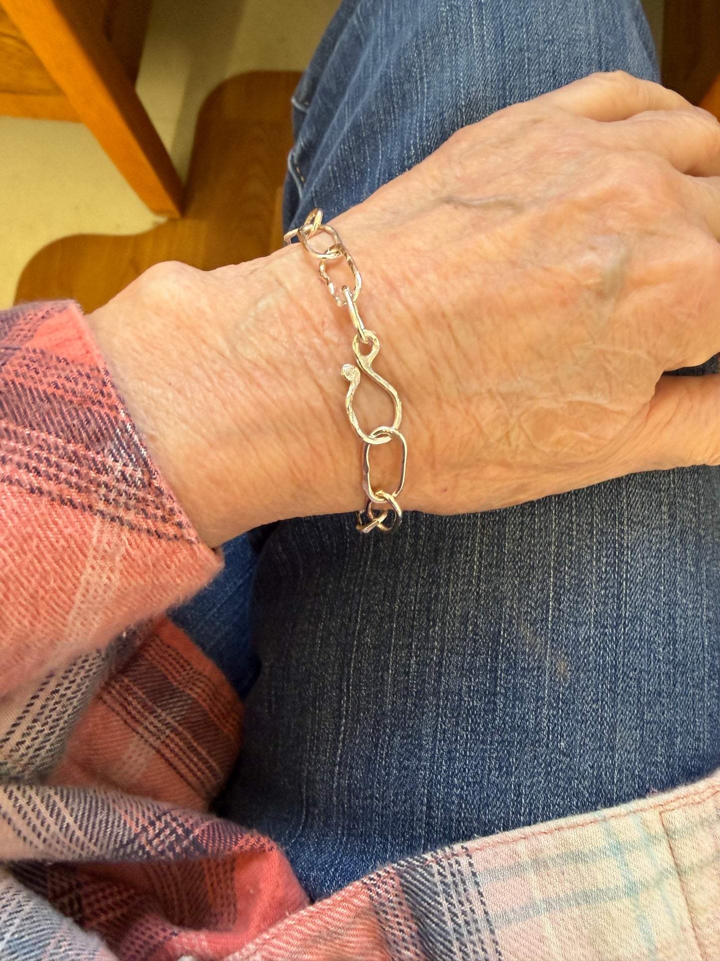 Handmade Sterling Silver Paperclip Style Bracelet