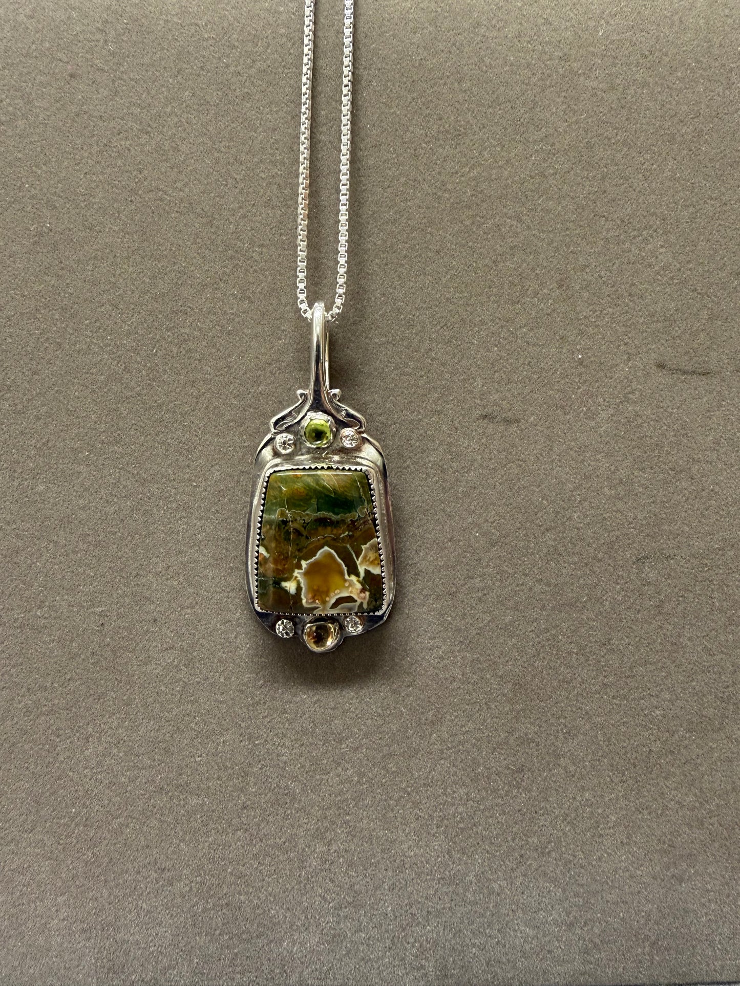 Handmade Sterling Silver Ocean Jasper Pendant Necklace