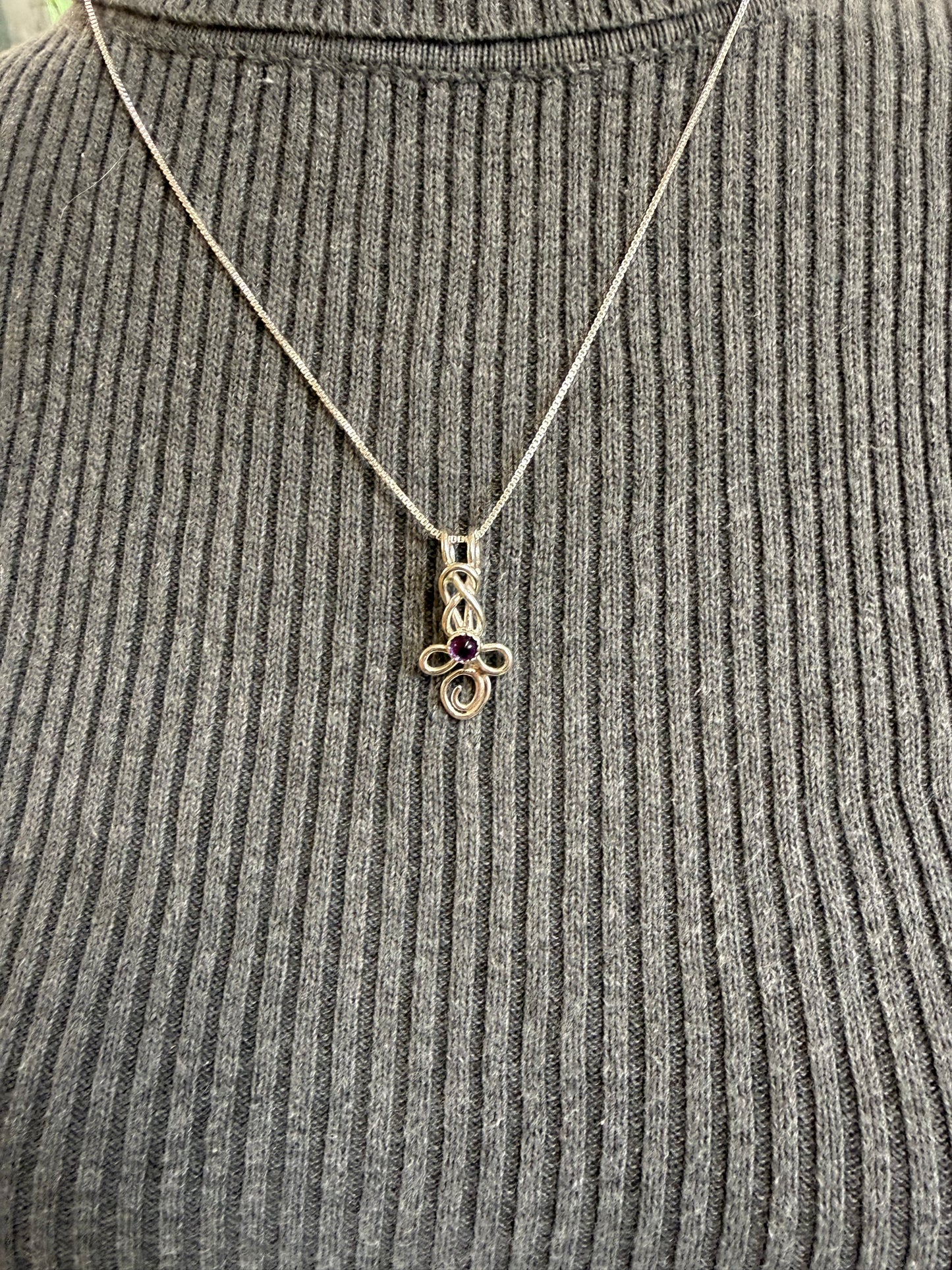 Handmade Sterling Silver Infinity Necklace Pendant with Amethyst