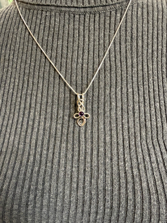Handmade Sterling Silver Infinity Necklace Pendant with Amethyst