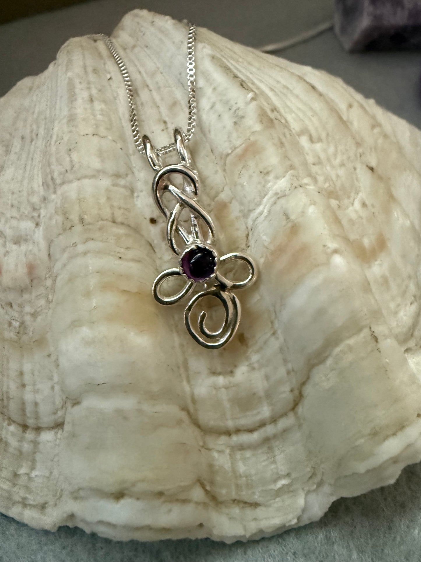 Handmade Sterling Silver Infinity Necklace Pendant with Amethyst