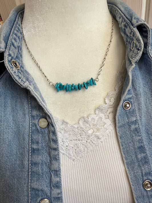 Hand Made Sterling Silver Sleeping Beauty Turquoise Necklace with Earrings