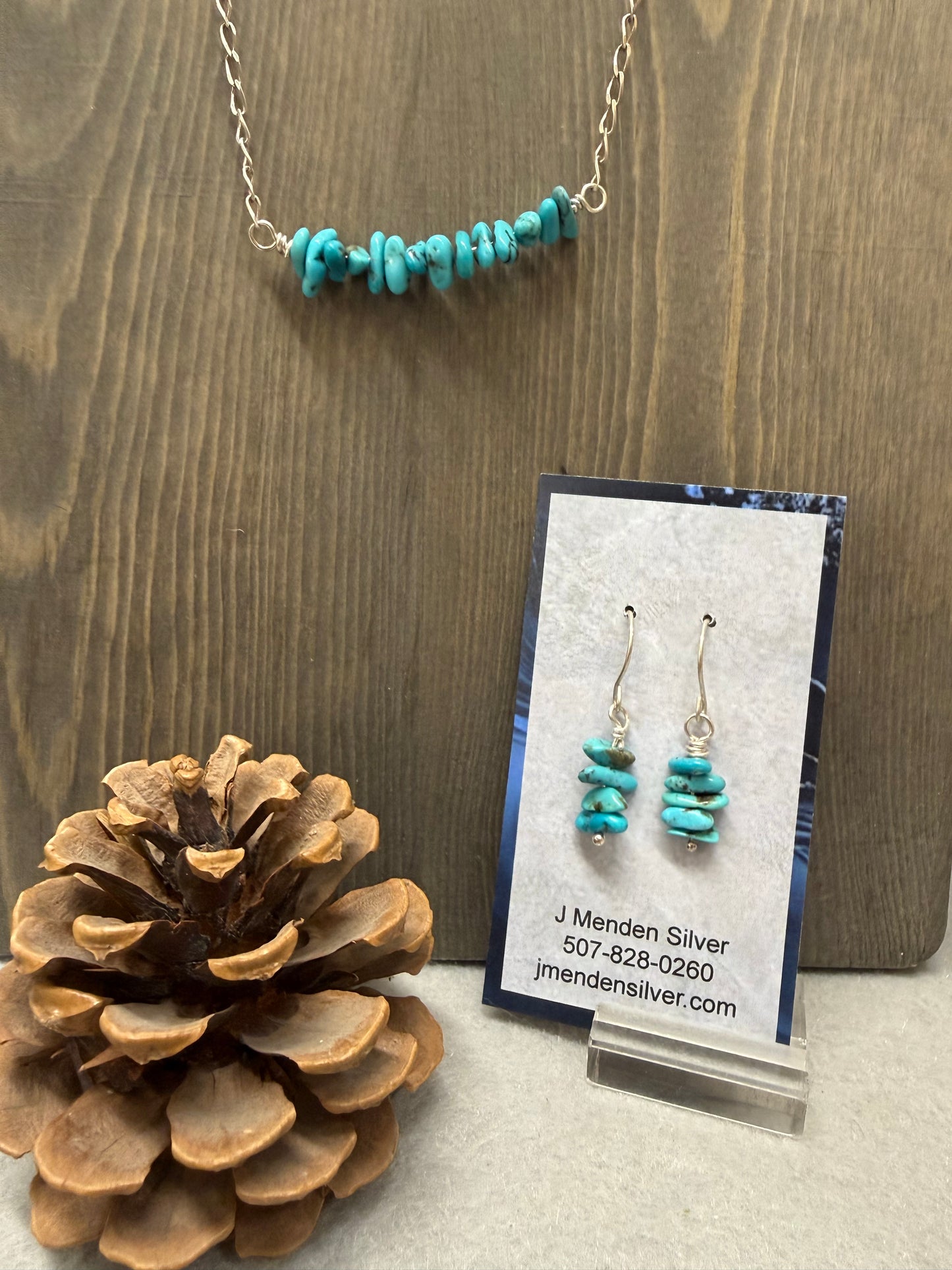 Hand Made Sterling Silver Sleeping Beauty Turquoise Necklace with Earrings
