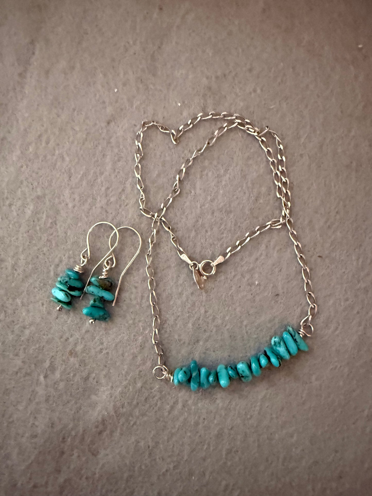 Hand Made Sterling Silver Sleeping Beauty Turquoise Necklace with Earrings