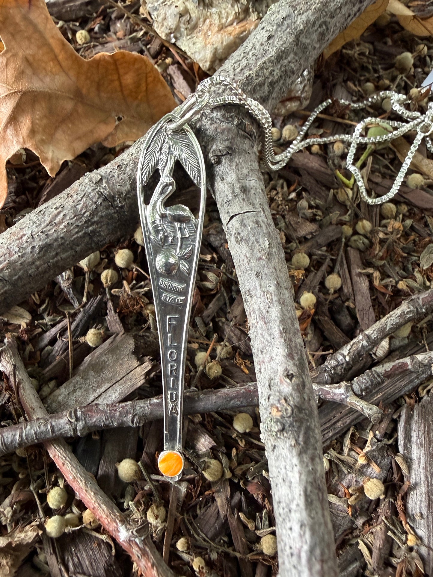 Sterling Silver Spoon Handle FLORIDA pendant. Hand made