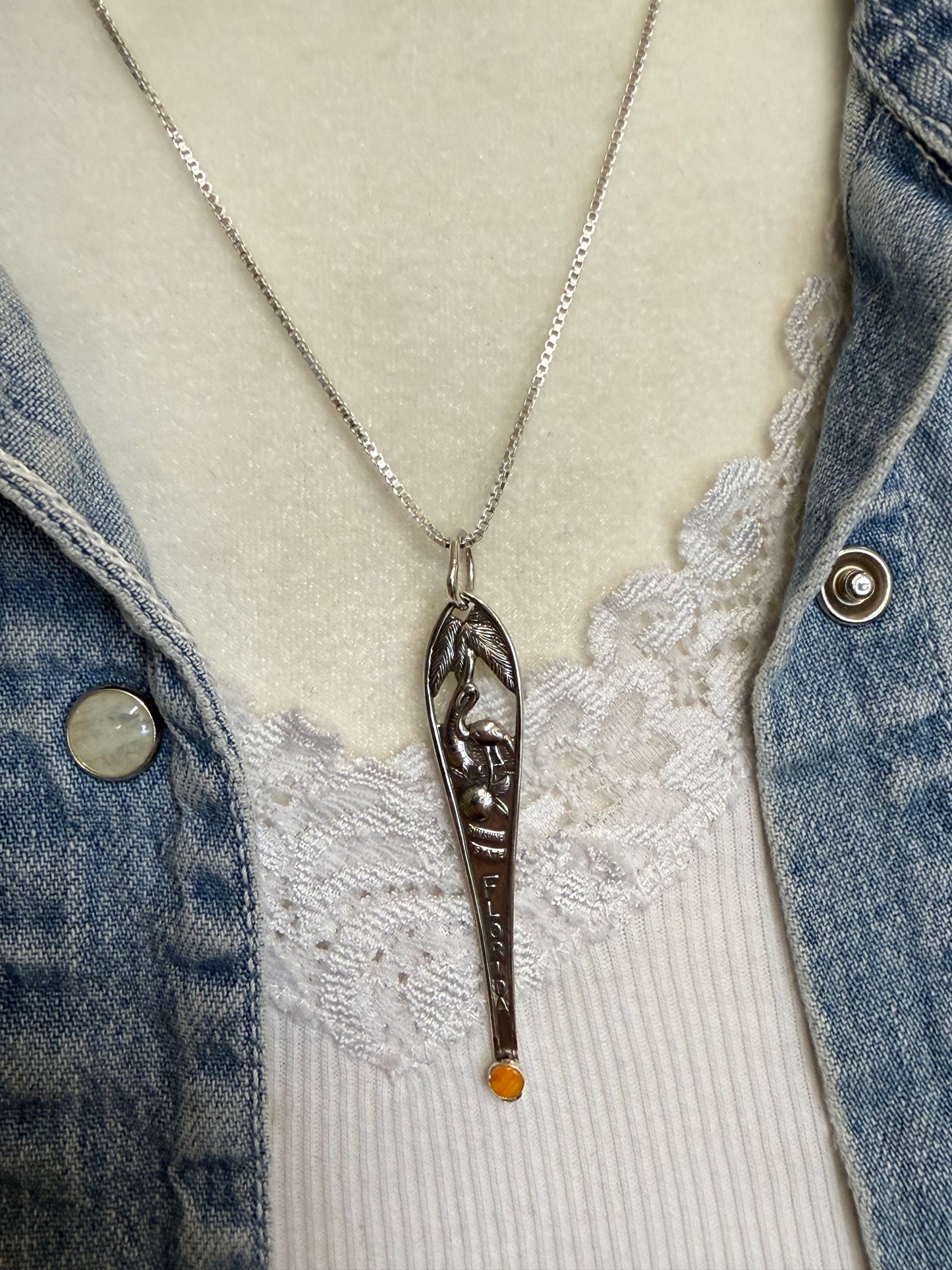 Sterling Silver Spoon Handle FLORIDA pendant. Hand made