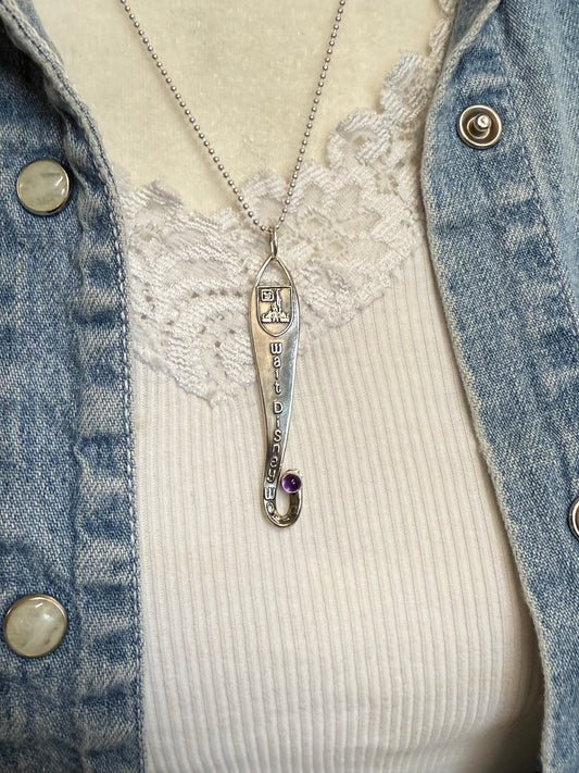 Sterling Silver Hand Made Walt Disney World Pendant Necklace