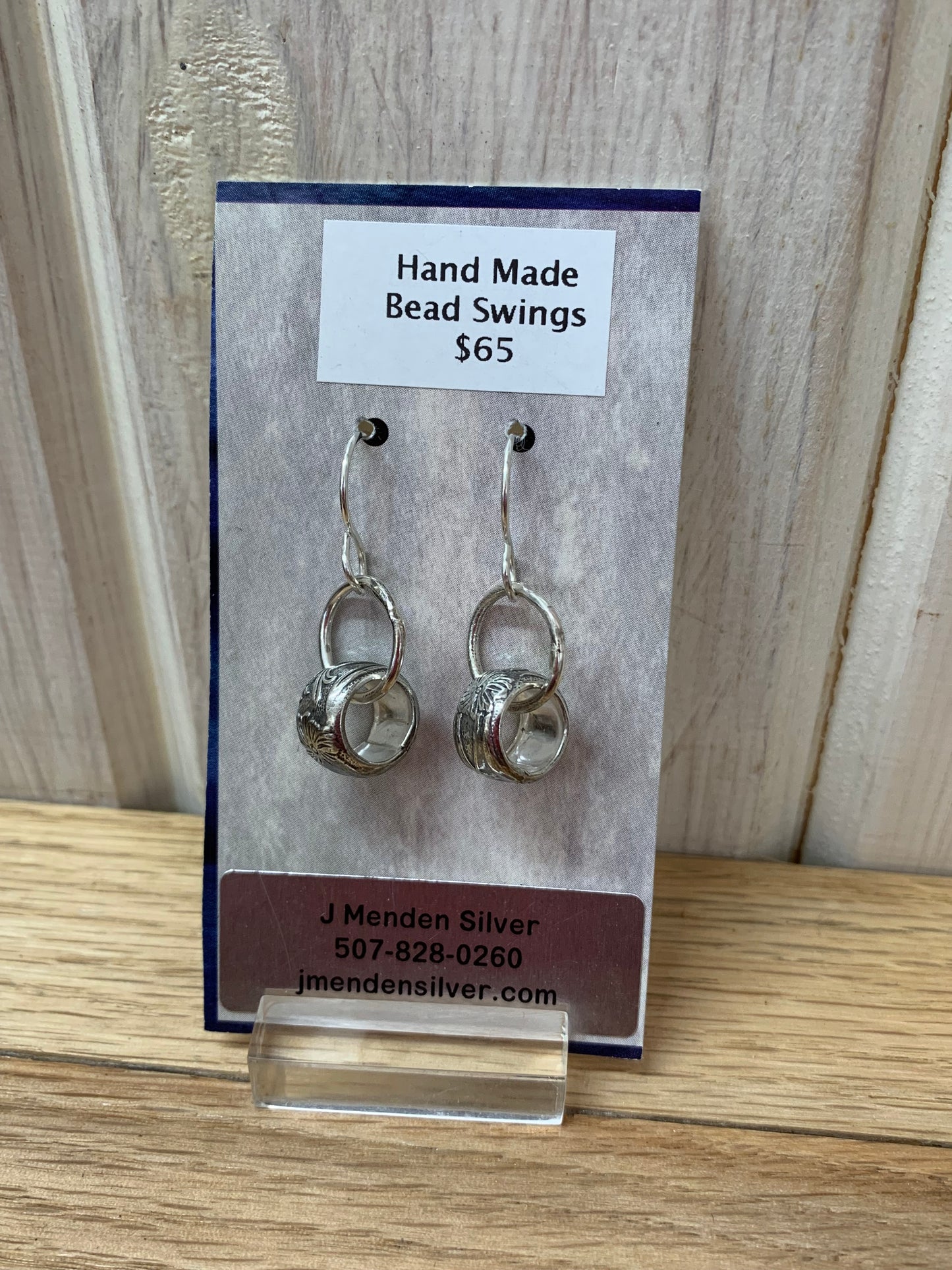 Sterling Silver Hand Made Earrings Bead Swings