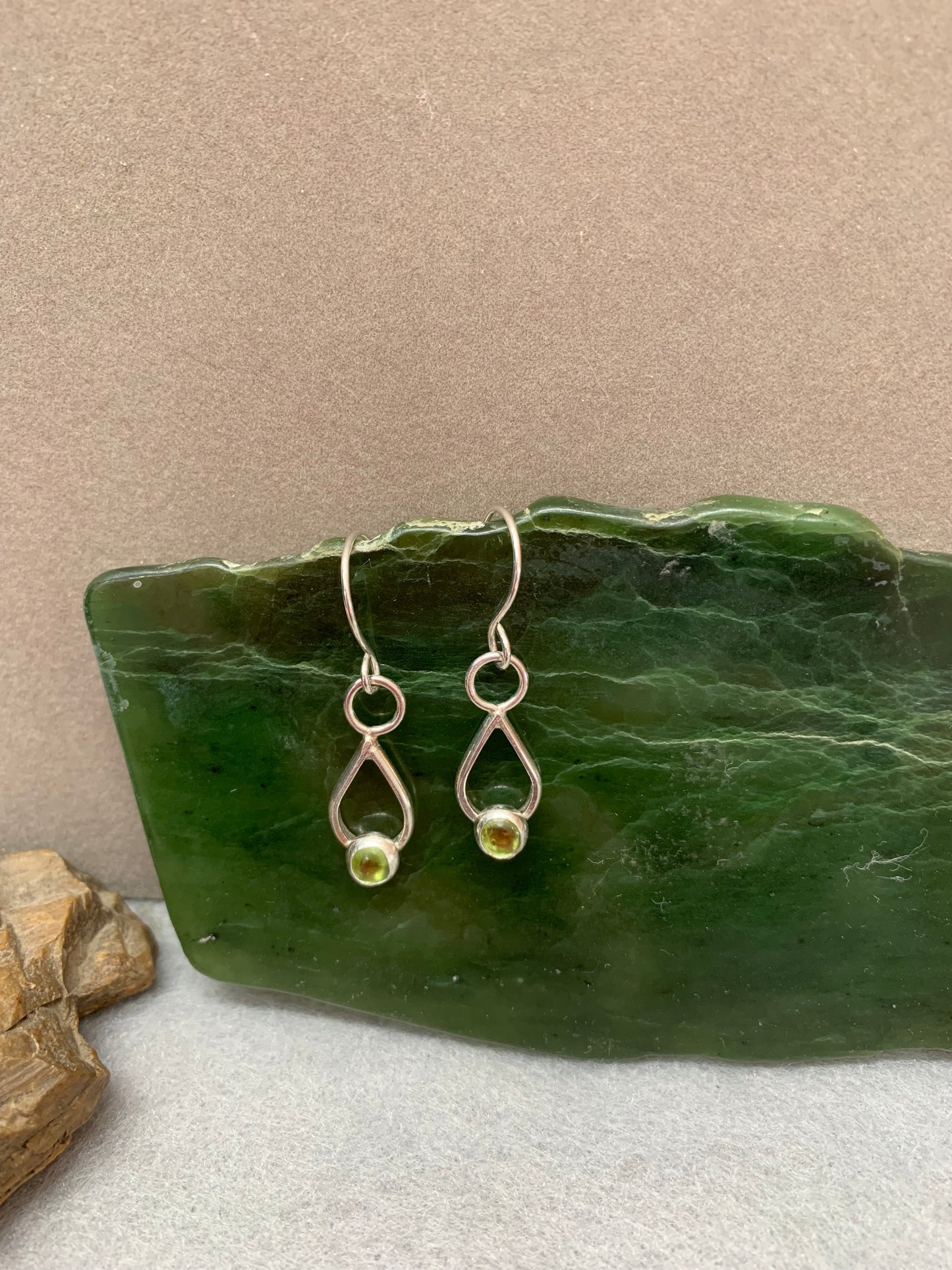 Sterling Silver Hand Made Earrings with Peridot