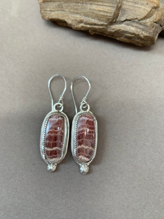 Hand Made Sterling Silver Rhodochrosite Earrings