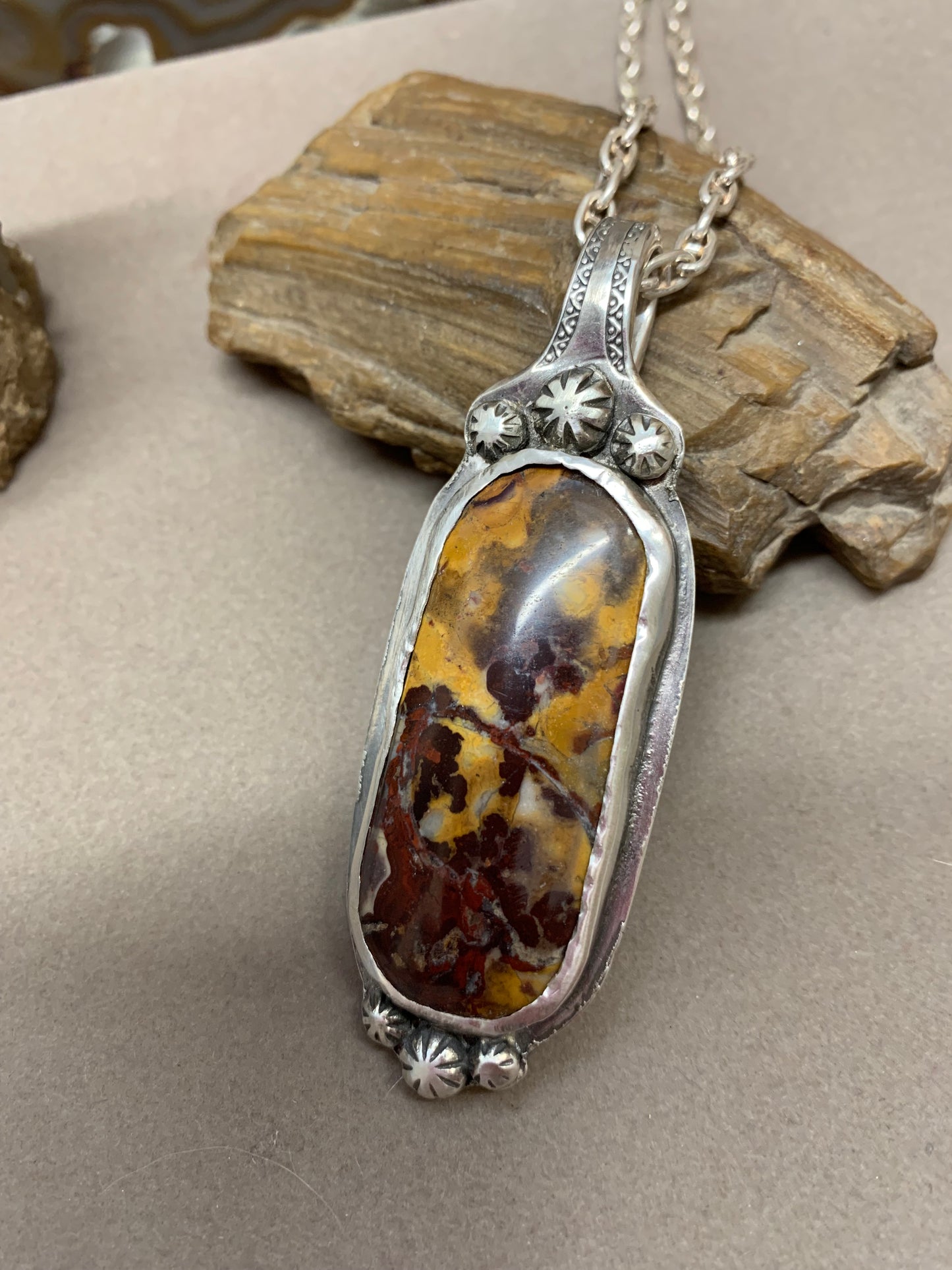 Hand Made Sterling Silver Jasper Pendant Necklace