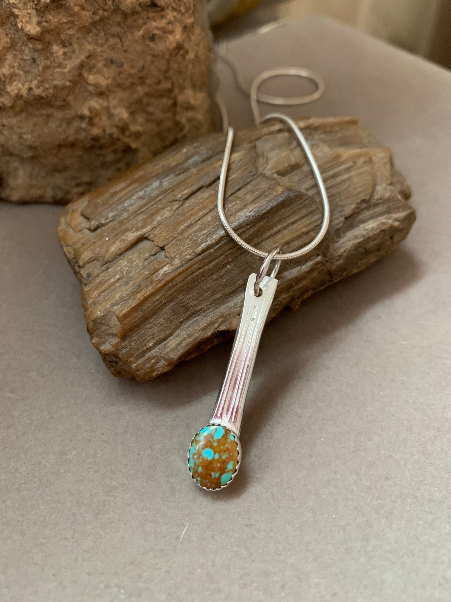 Hand Made Sterling Silver Royston Turquoise Pendant Necklace