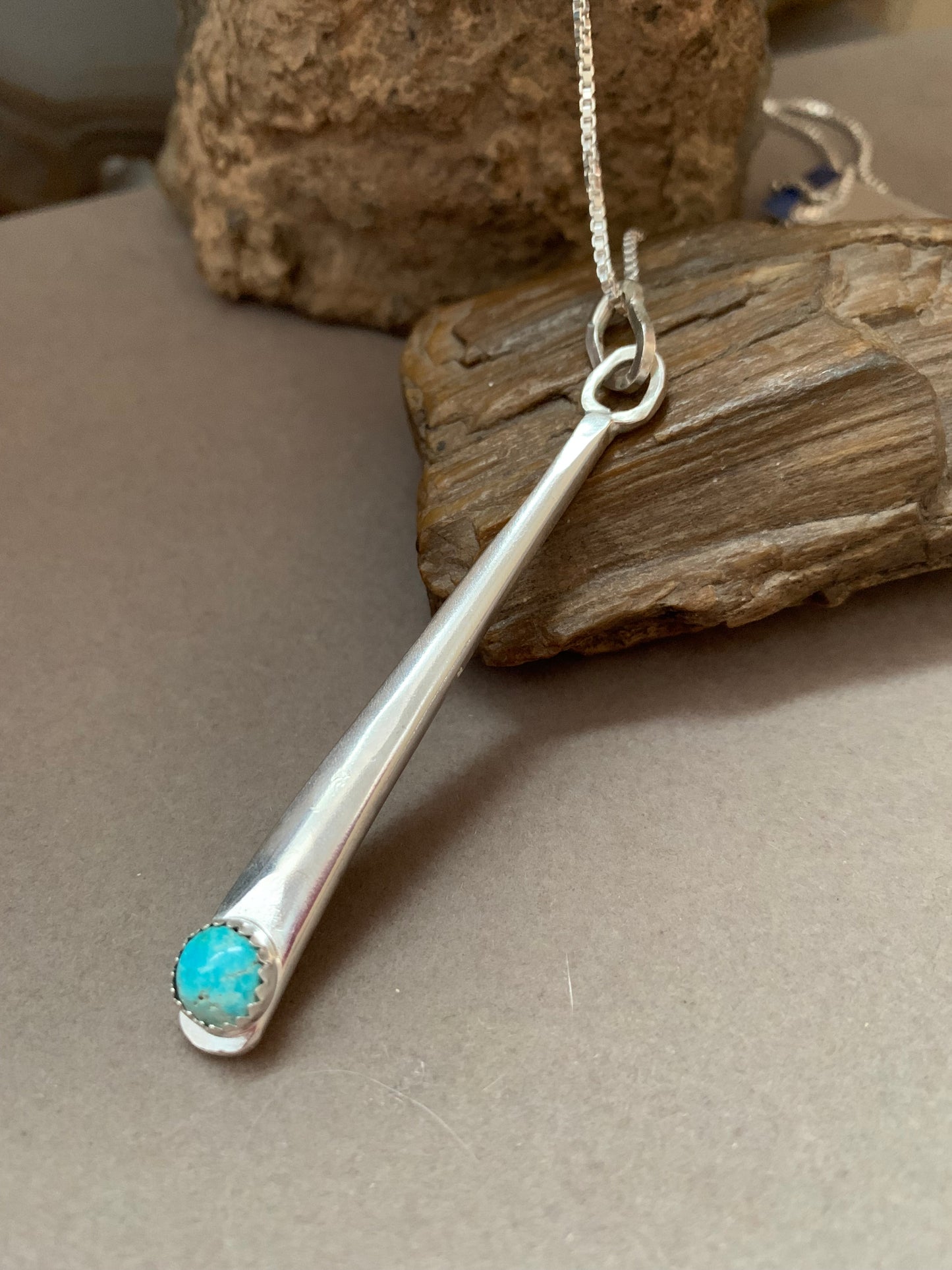 Hand Made Sterling Silver Kingmam Turquoise Pendant Necklace