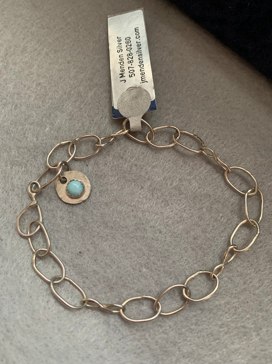 Hand Made Sterling Silver with Larimar Link Bracelet