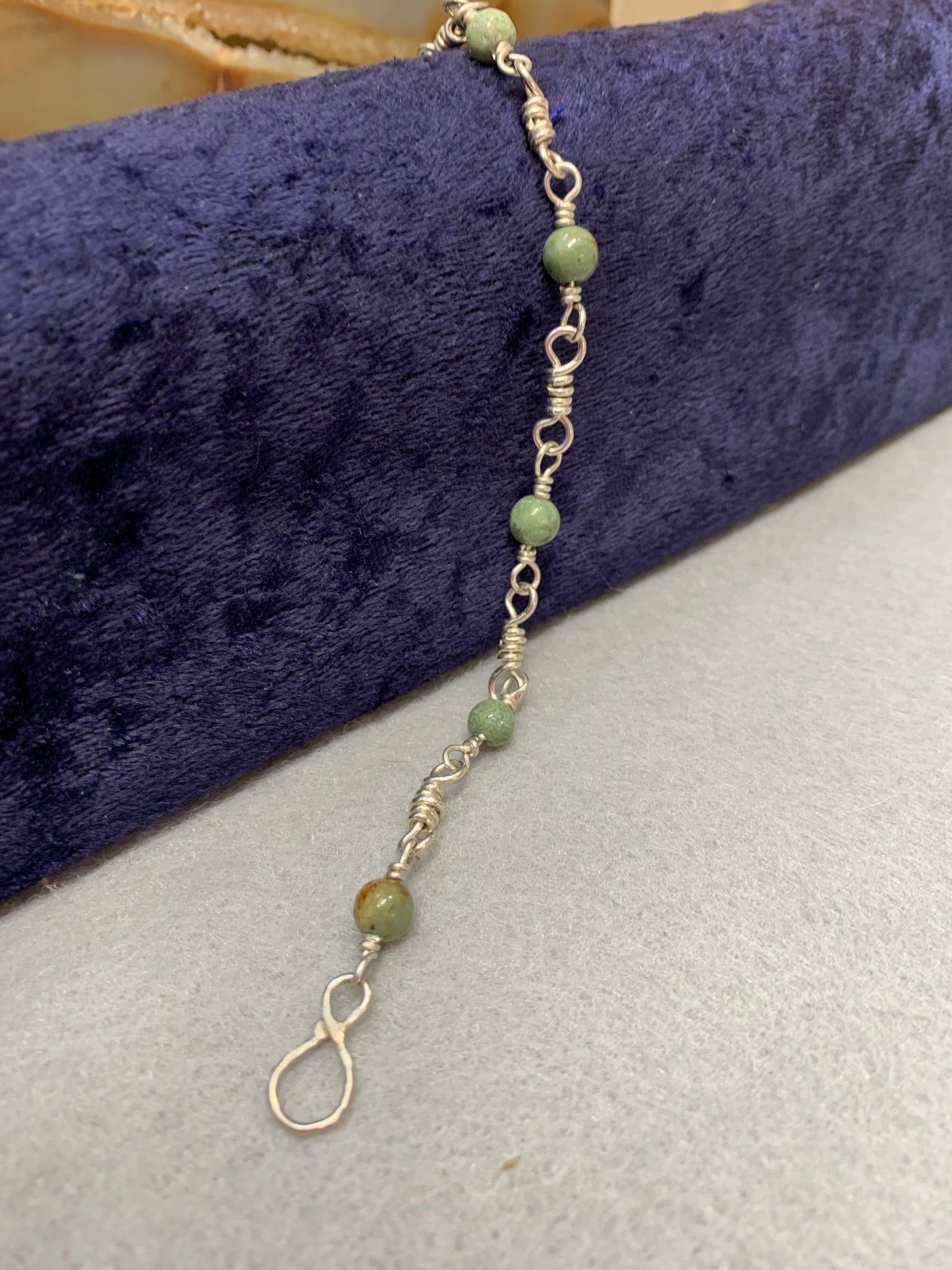 Hand Made Sterling Silver and Chrysoprase Bracelet