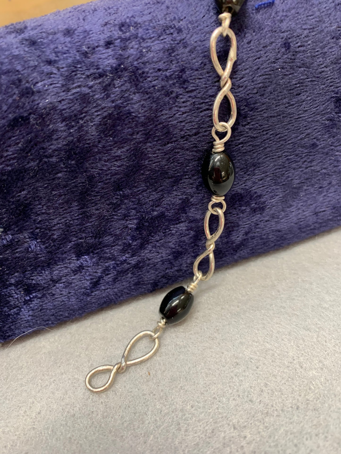 Hand Made Sterling Silver And Black Onyx Link Bracelet