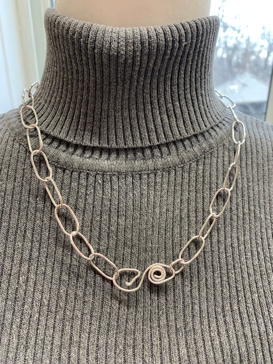 Hand Made Sterling Silver Paper Clip Chain Necklace
