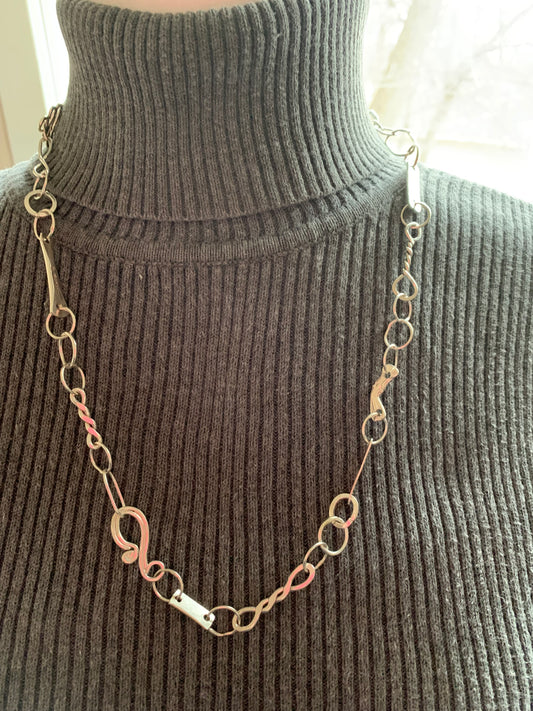 Hand Made Sterling Silver Funk Chain Necklce