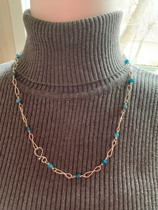 Hand Made Sterling Silver and Apatite Chain
