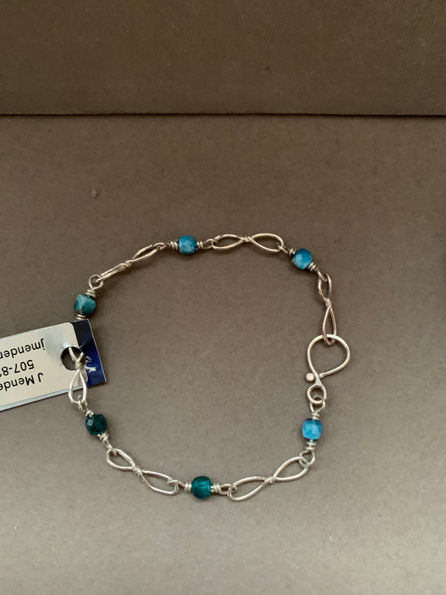 Hand Made Sterling Silver Apatite Chain Bracelet