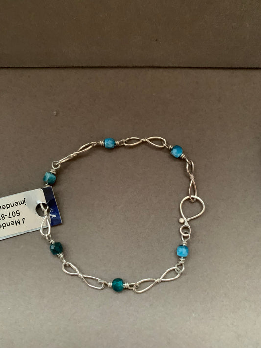 Hand Made Sterling Silver Apatite Chain Bracelet