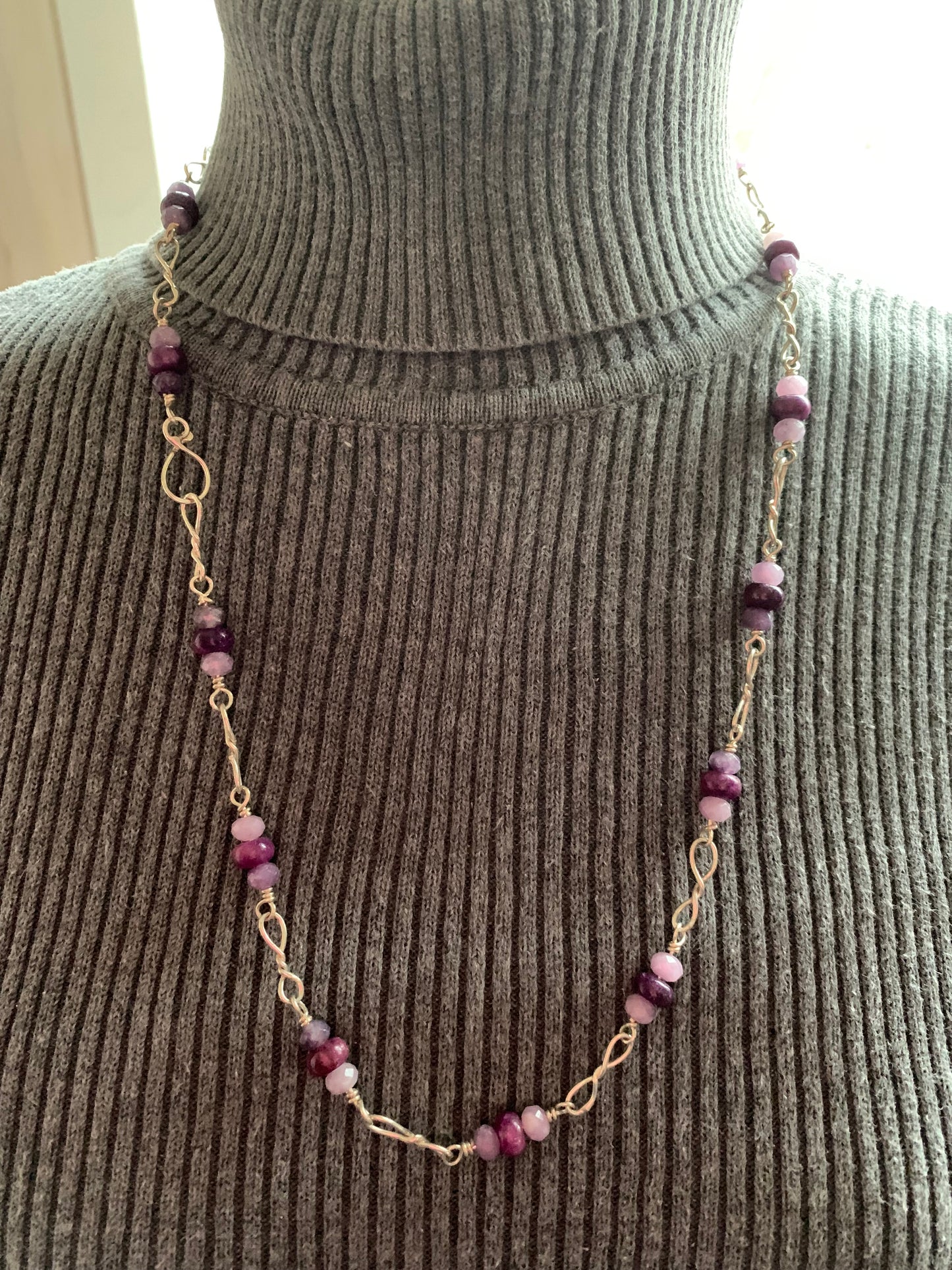 Hand Made Sterling Silver and Lepidolite Chain with Earrings