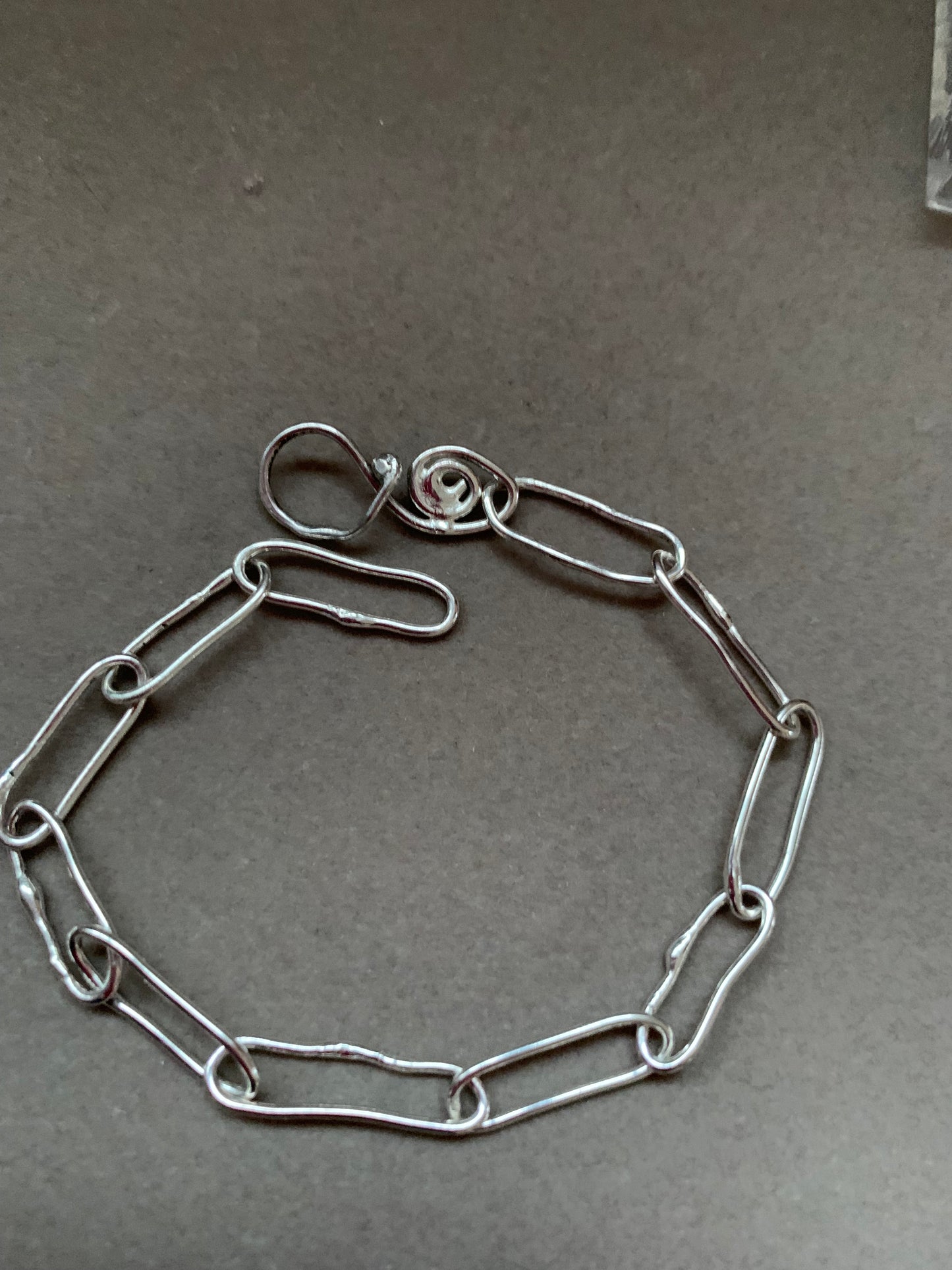 Hand Made Sterling Silver Paper Clip Chain Bracelet